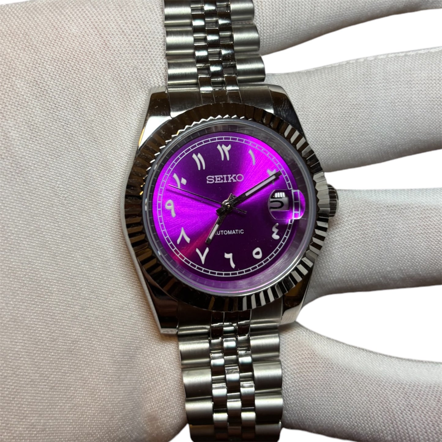 Seiko mod Arabic Dial violette